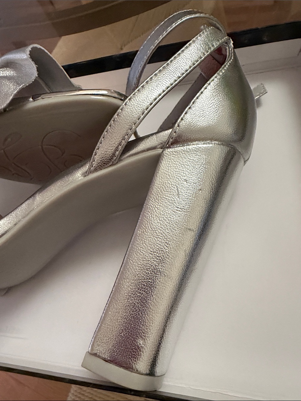 Ted Baker Silver Ruffle Ankle-Strap Block Heels - Picture 4 of 5
